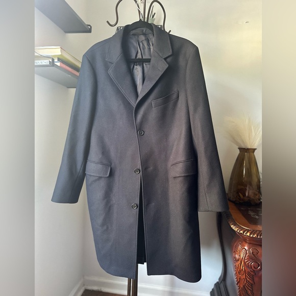 #7 BROOKS BROTHERS 100 PERCENT WOOL LONG MEN’S COAT NAVY BLUE - Picture 6 of 11